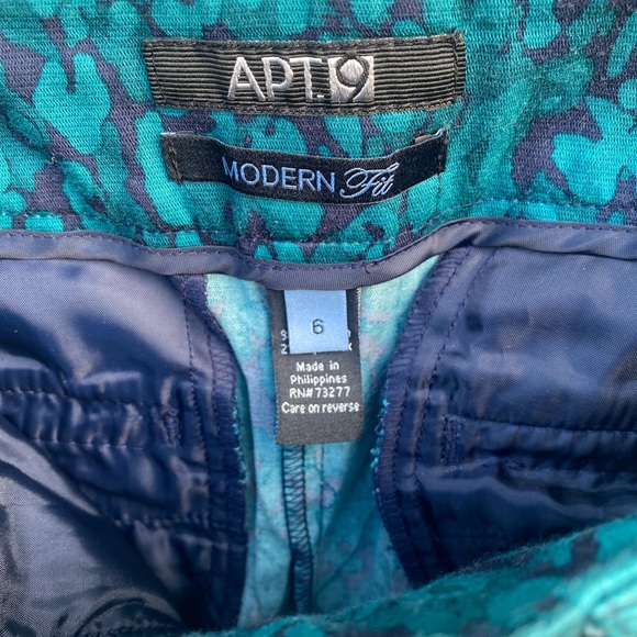 Apt 9 woman’s size 6 modern fit pants stretch inseam 23” teal & navy - Picture 5 of 5